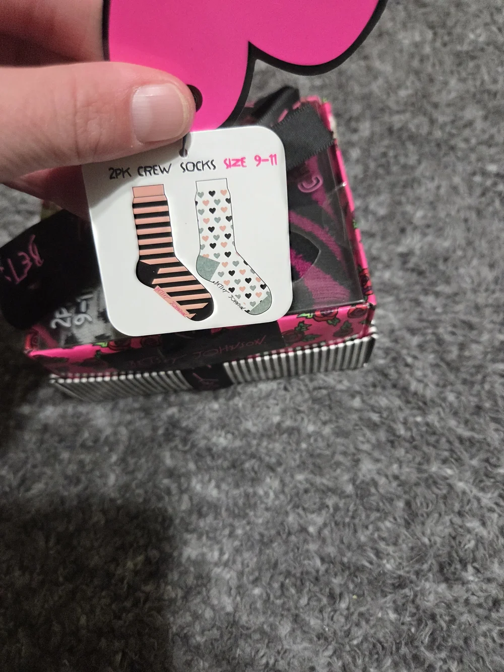 Betsey Johnson Set Of 2 Sock Gift Box